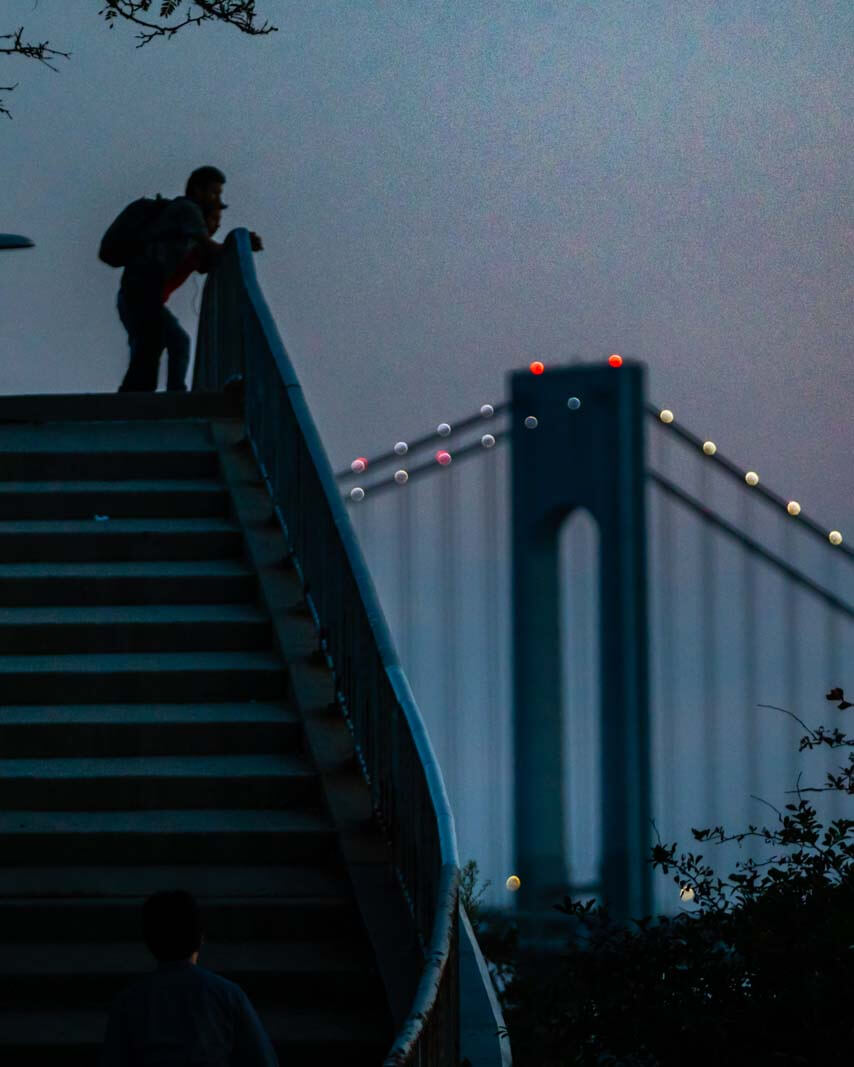 View Of The Verrazano Narrows Bridge From A Waterfront Park In Bay Ridge Brooklyn 