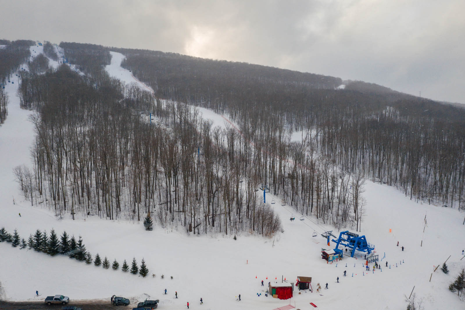 Aerial view of Belleayre Mountain Ski Resort in the Catskills New York