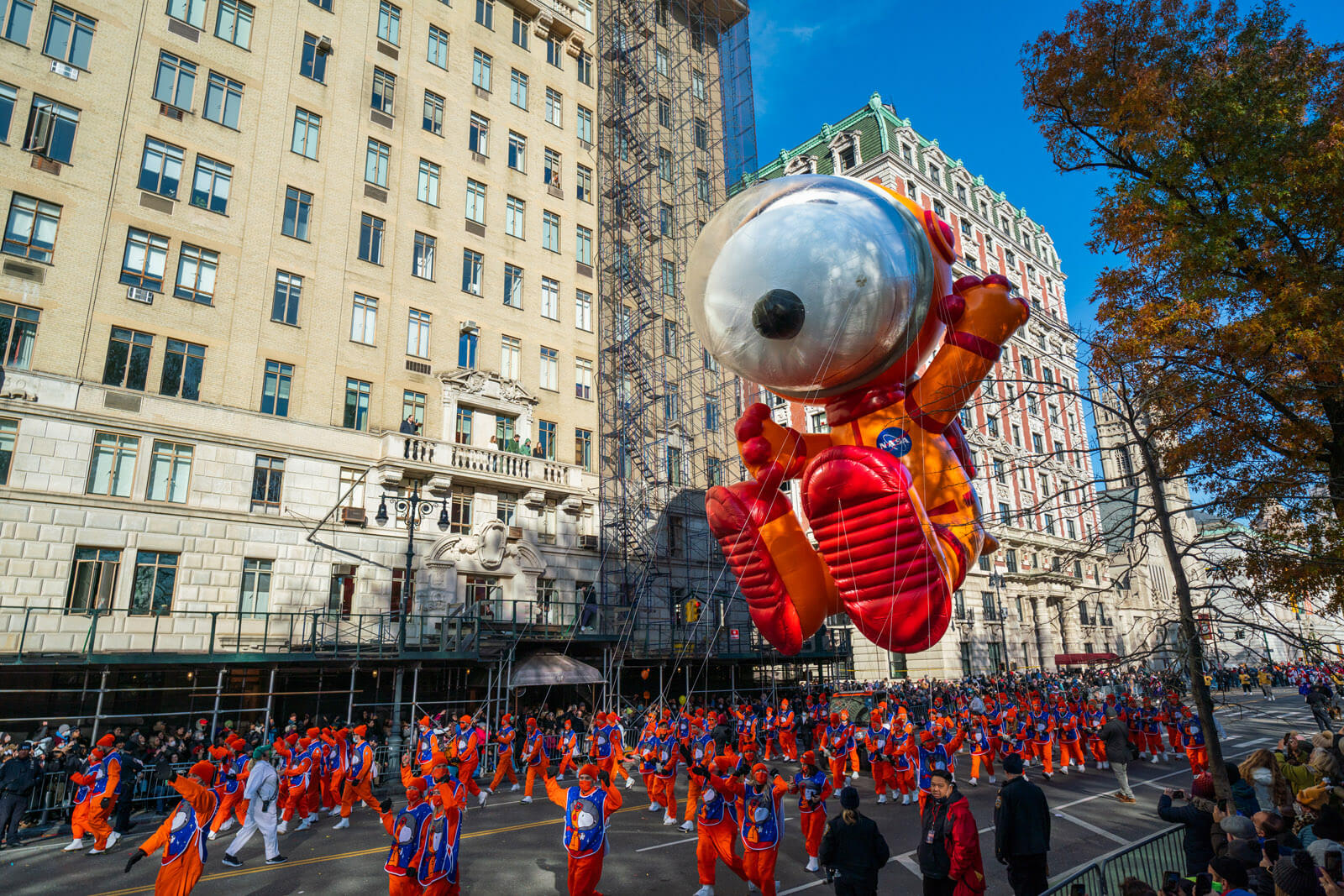 Snoopy's Balloon at the 2021 Macy's Thanksgiving Day Parade in NYC