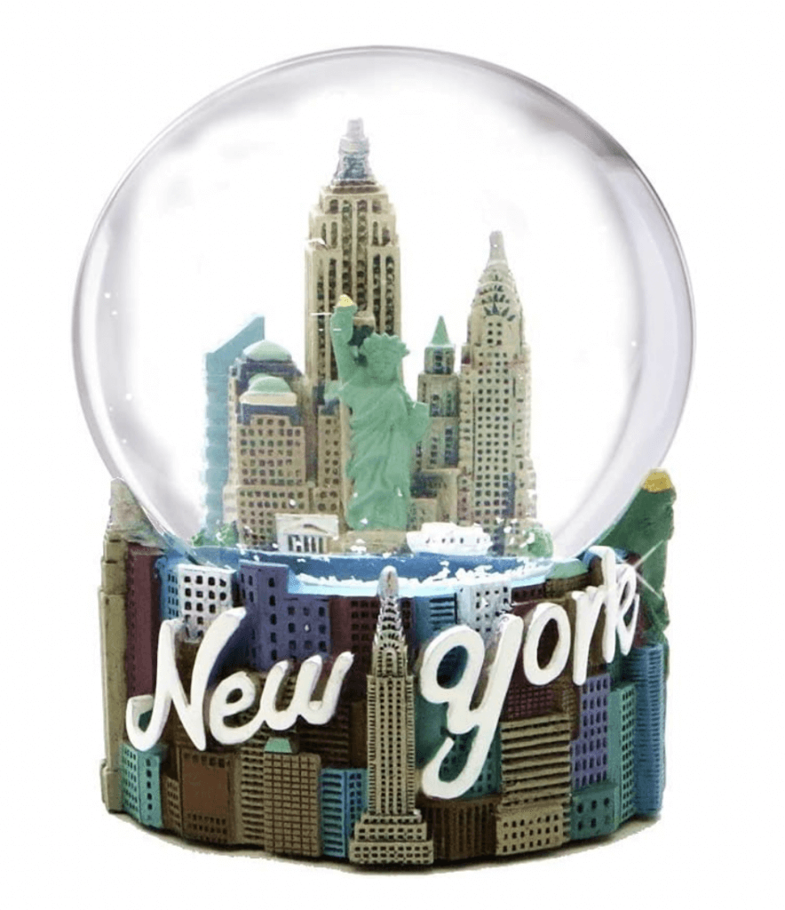 mini colorful New York City snow globe