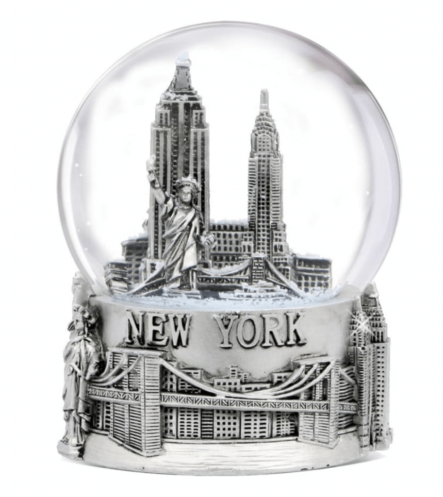 mini silver NYC snow globe