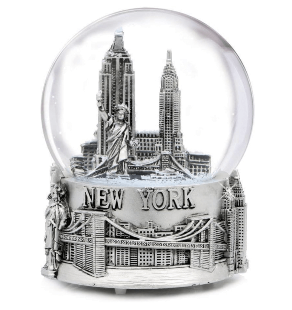 silver musical New York City Snow Globe