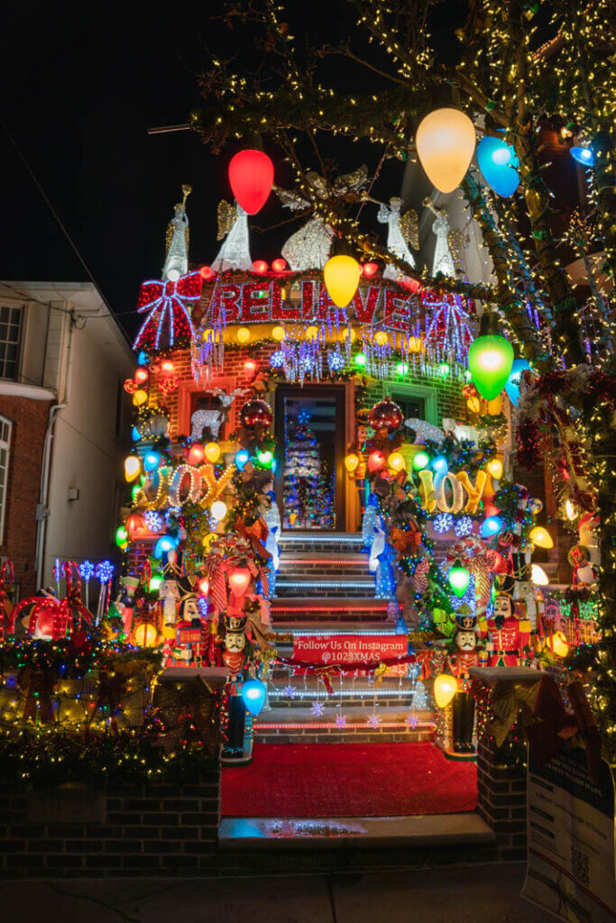 Dyker Heights Christmas lights house during the holidays in Brooklyn