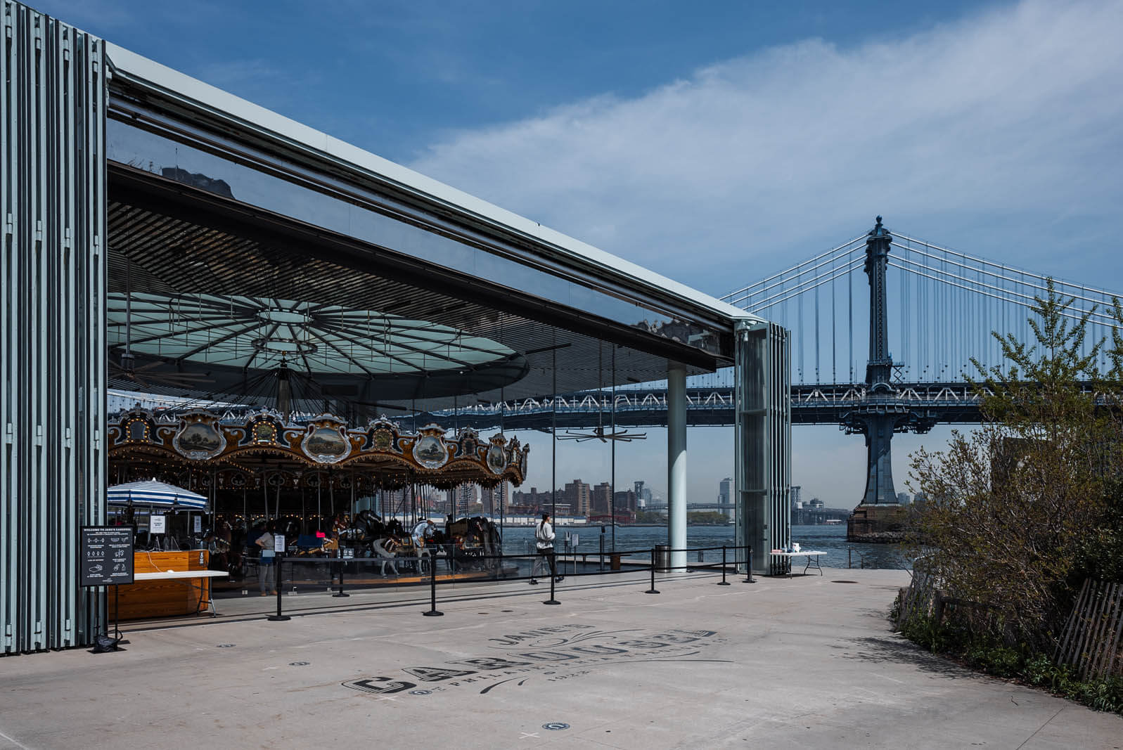 Jane's Carousel and Manhattan Bridge in DUMBO at Brooklyn Bridge Park