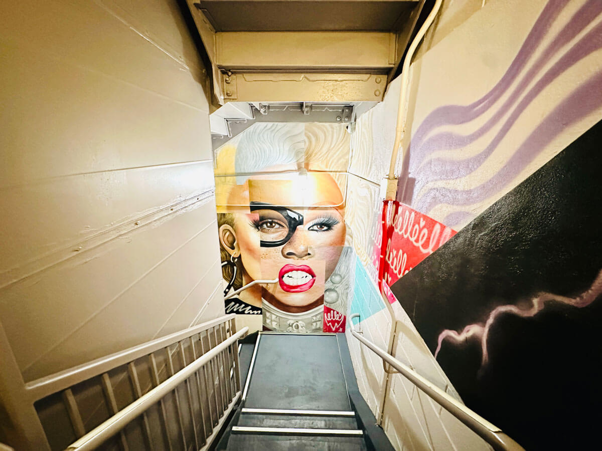 MOSA-or-Museum-of-Street-Art-down-the-staircase-in-CitizenM-Bowery-in-the-Lower-East-Side-NYC