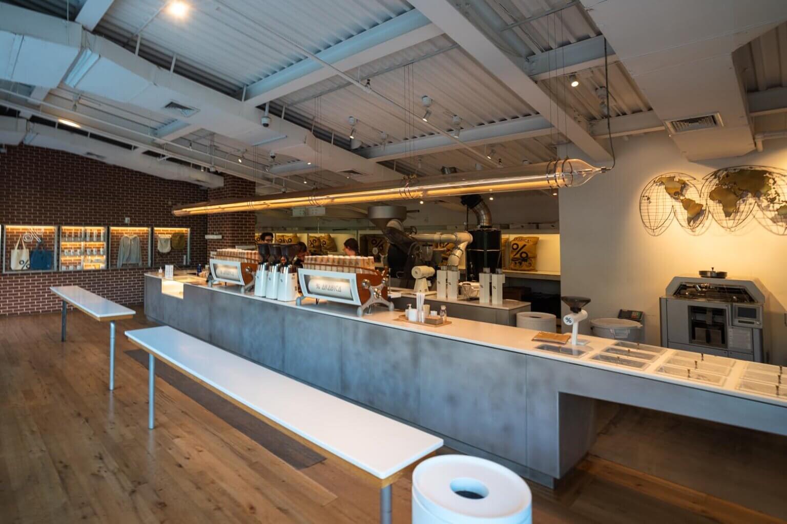 % Arabica Coffee Shop in DUMBO interior