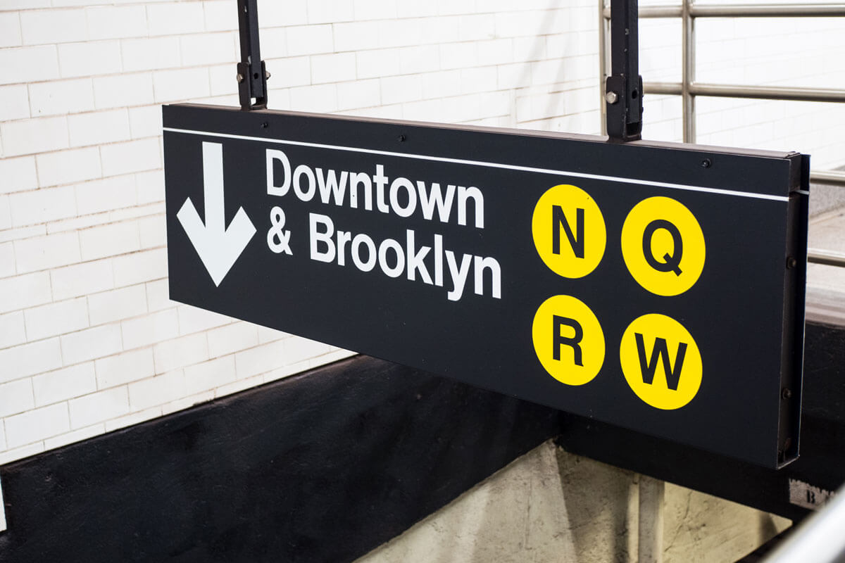 NYC-Subway-Sign-for-Downtown-and-Brooklyn-N-Q-R-W-Trains