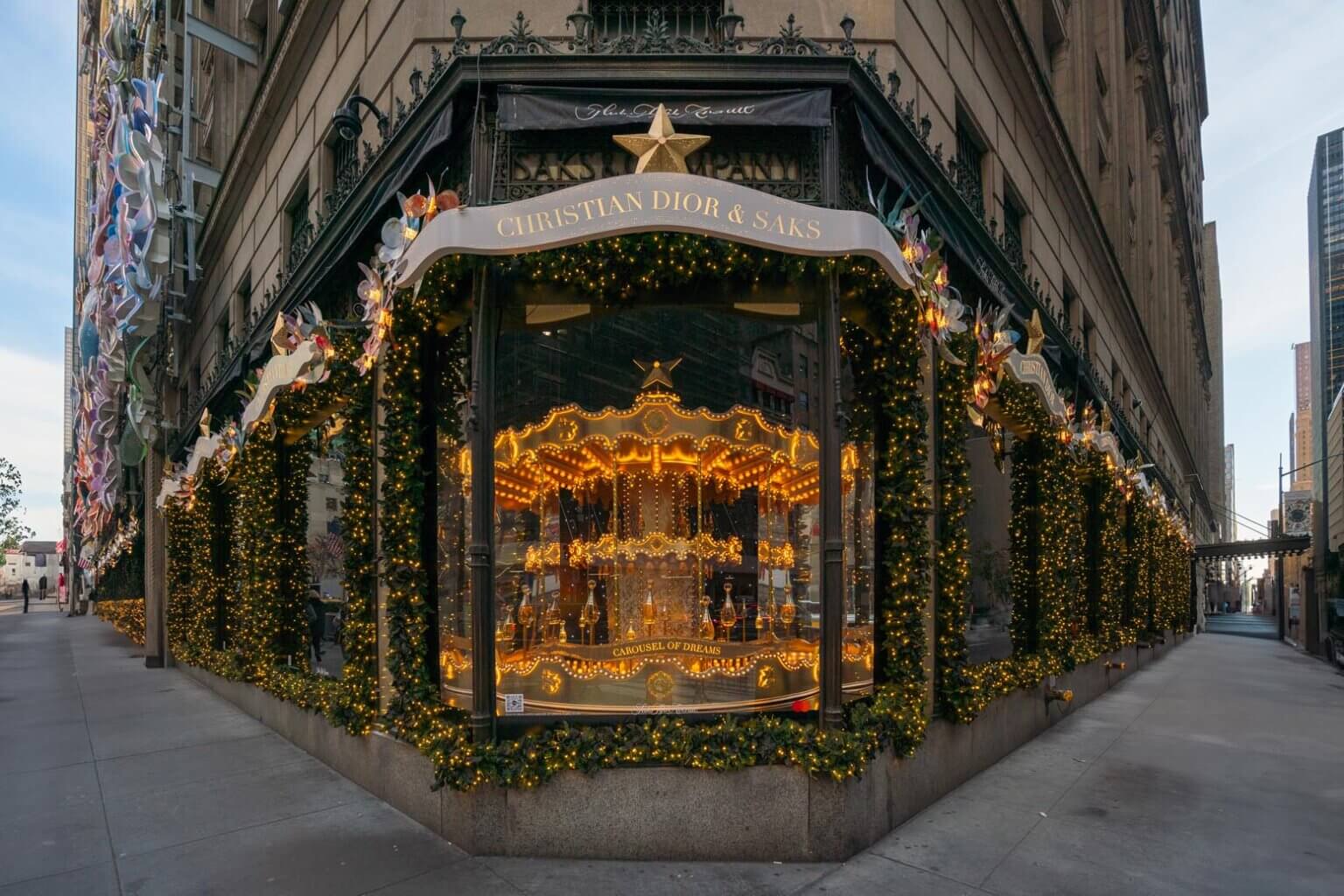 2023 Holiday window display at Saks Fifth Avenue x Christian Dior