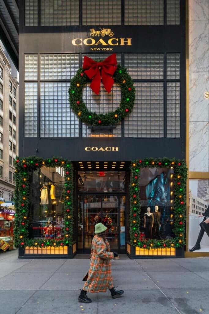 2023 holiday window display in NYC Coach on 5th Avenue